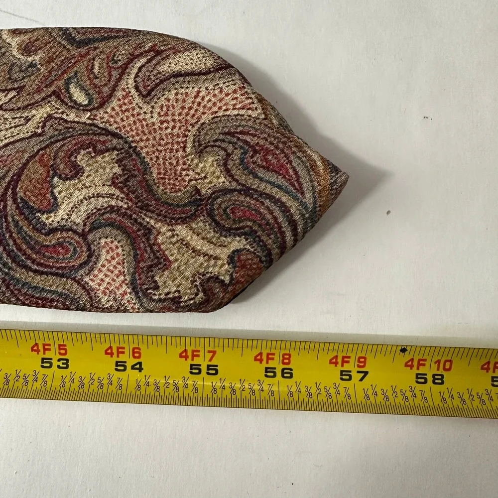 Mens Vintage Woven Silk Paisley Tie 90s Dark Academia Necktie Office Textured